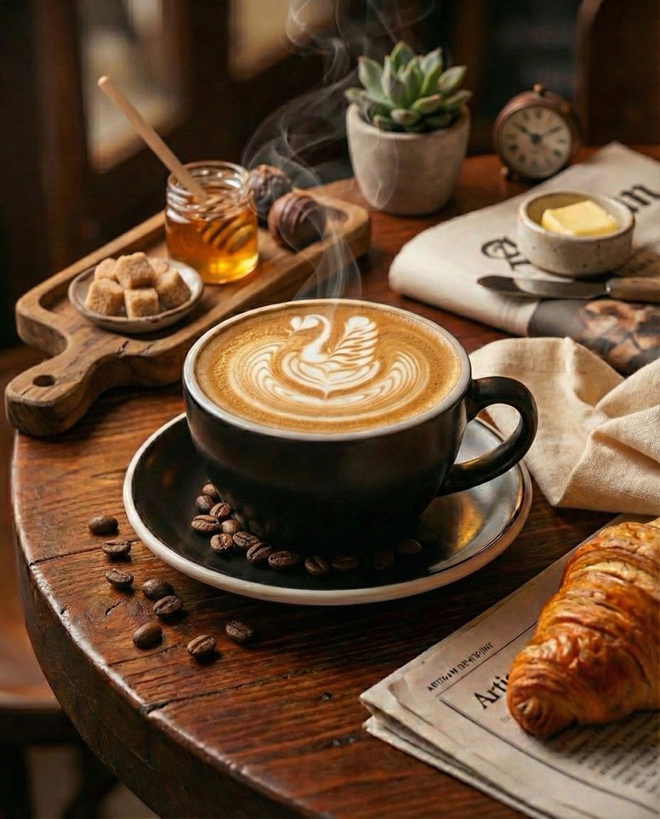 Smoked Vanilla Latte with latte art